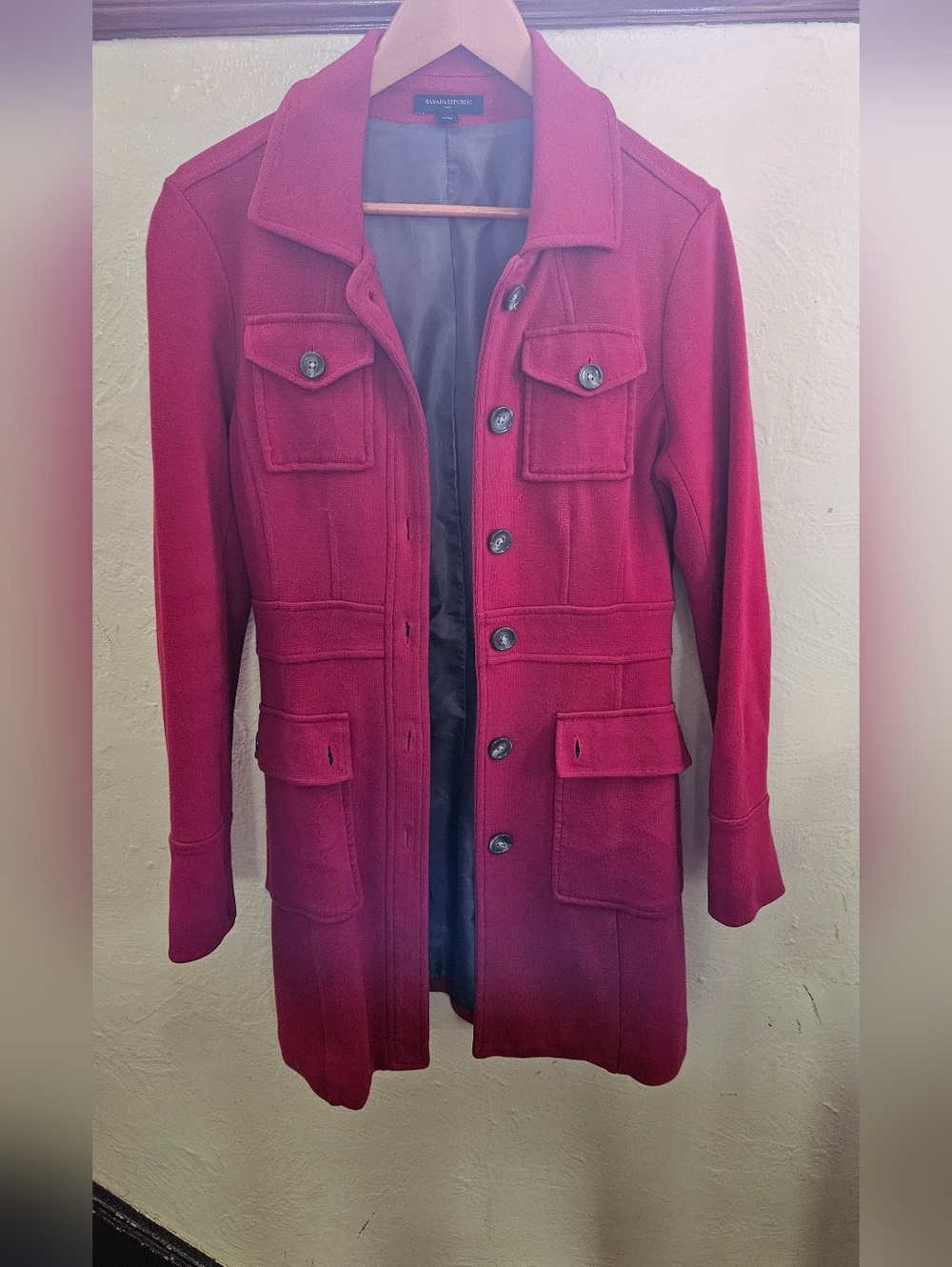 Banana Republic Button Front Coat in Deep Red